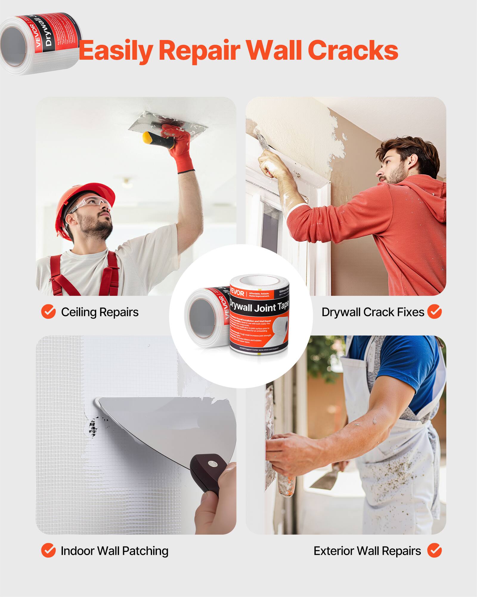 Easily Repair Wall Cracks

- Ceiling Repairs
- Drywall Crack Fixes
- Indoor Wall Patching
- Exterior Wall Repairs