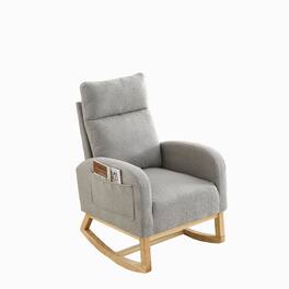 Ecooso - Modern Accent Rocking Chair with High Backrest and Side Pockets, Living Room Lounge Armchair - Gray