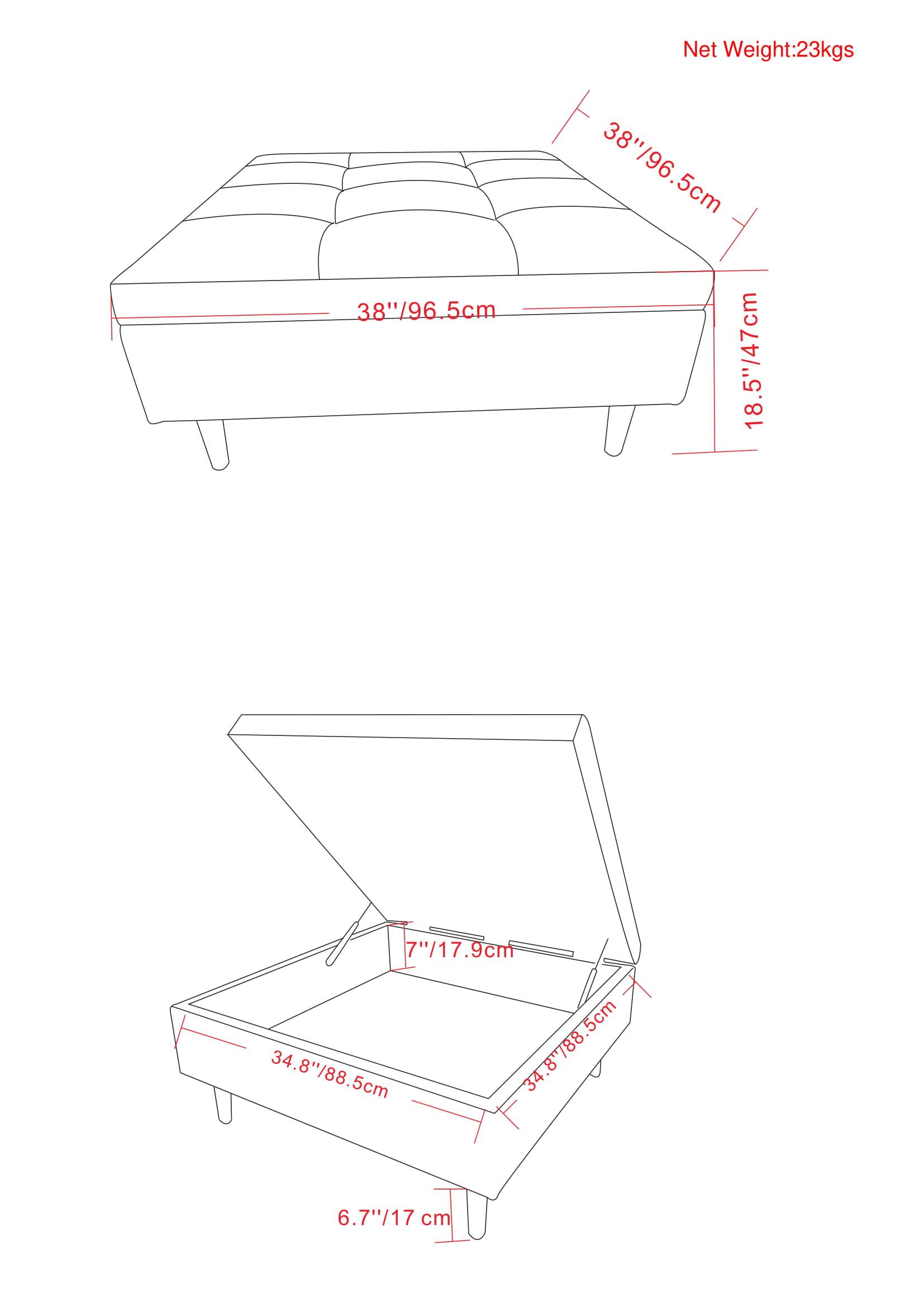 Alt View 17. Simpli Home - Shay Mid Century Large Square Coffee Table Storage Ottoman - Distressed Saddle Brown.