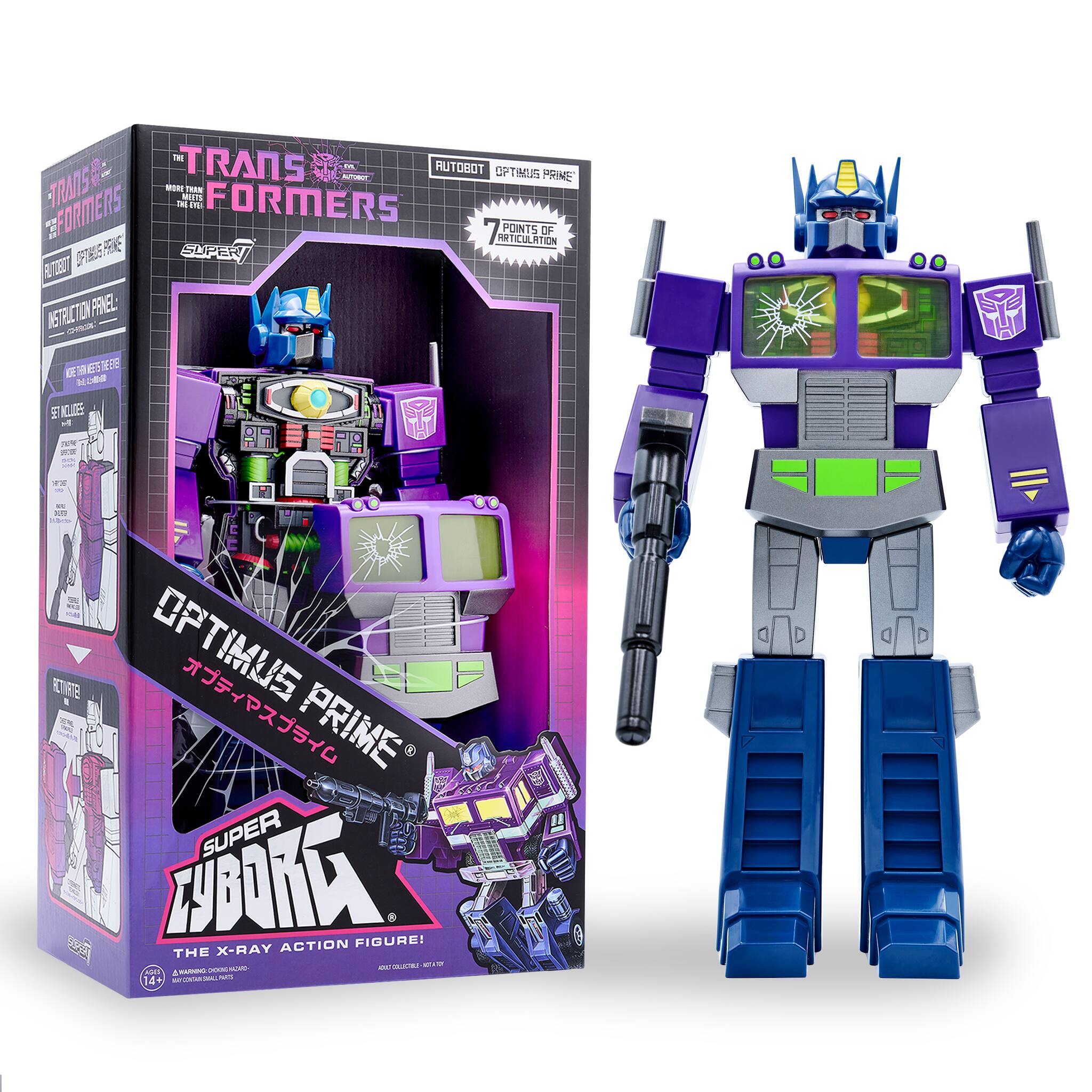 Super7 - Transformers Shattered Glass 11” Super Cyborg Action Figure - Optimus Prime - Purple