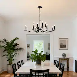 Boyel Living - 12 Light Farmhouse Chandelier Black Metal Chandeliers Light Fixtures Industrial for High Ceiling
