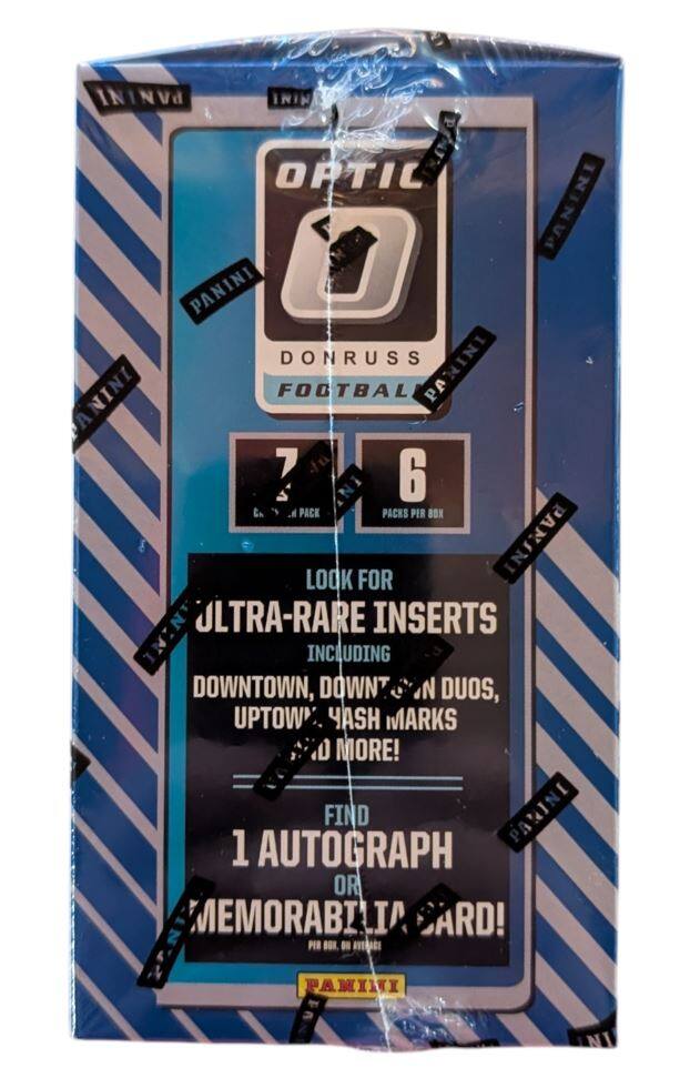 PANINI ININ ORTIC PANINI PANINI 0 DONRUSS ININ FOCTBAL PANINI PA PA 7 du 6 IN PACK PACKS PER BON PANINI LOOK FOR ULTRA-RARE INSERTS INCLUDING DOWNTOWN, DOWNTOWN DUOS, UPTOWN YASH MARKS AND MORE! FIND PANINI 1 AUTOGRAPH OR MEMORABILIA CARD!