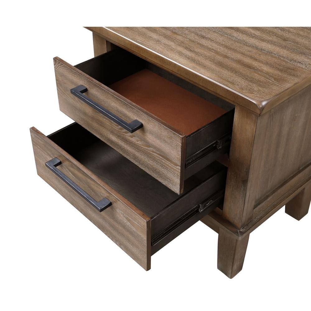Alt View 1. New Classic Furniture - Furniture Cagney Solid Wood 2-Drawer Nightstand in Vintage Brown - Brown.