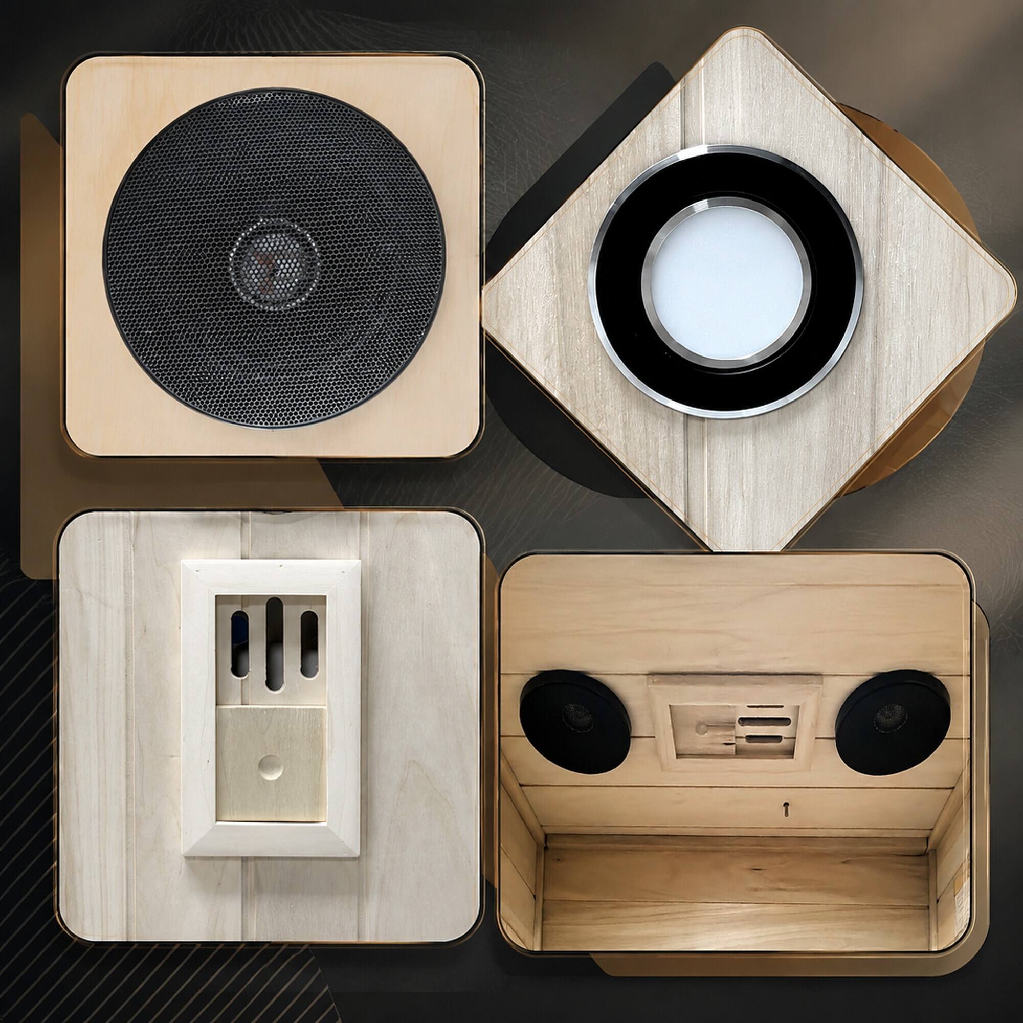 Alt View 4. RYHNUYNE - Far Infrared Sauna Room, 36.61 x 29.33 x 62.99 in, European Aspen Wood, 5 Heating Panels, 905W, Bluetooth Speaker - Natural Wood.