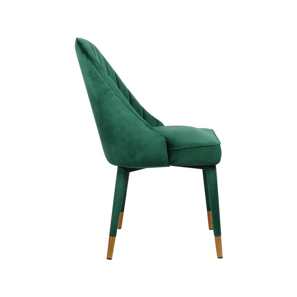 Alt View 2. Meridian Furniture - Belle Green Velvet Dining Chair, Set of 2 - Green.