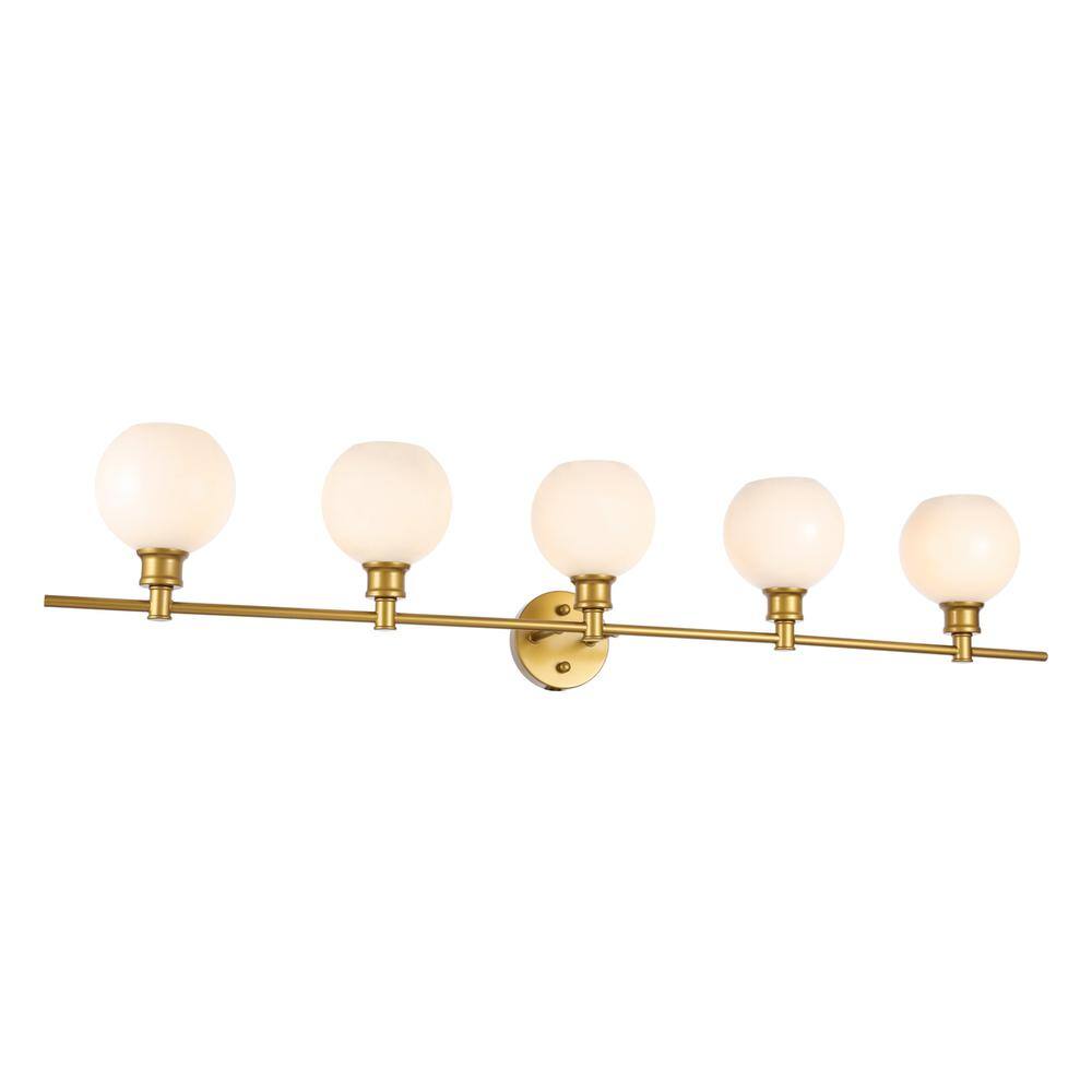 Alt View 8. Living District - Collier 5 light Brass and Frosted white glass Wall sconce - Brass And Frosted White Glass.