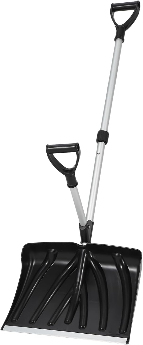 Front. GARVEE - Snow Shovel, 18x13 in Blade, Ergonomic Snow Shovels, 3.5LBS Lightweight Aluminum Shoveling Tool, Black & Silver.