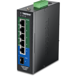 Trendnet - TI-PG541 6-Port Industrial Gigabit PoE+ DIN-Rail Switch - Black