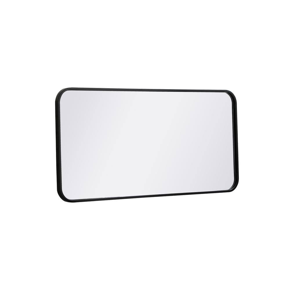 Left. Elegant Decor - Soft corner metal rectangular mirror 18x36 inch in Black - Black.