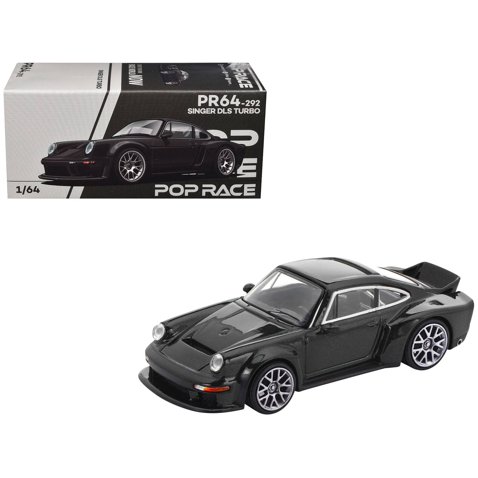 Singer DLS Turbo Black Metallic 1/64 Diecast Model Car by Pop Race