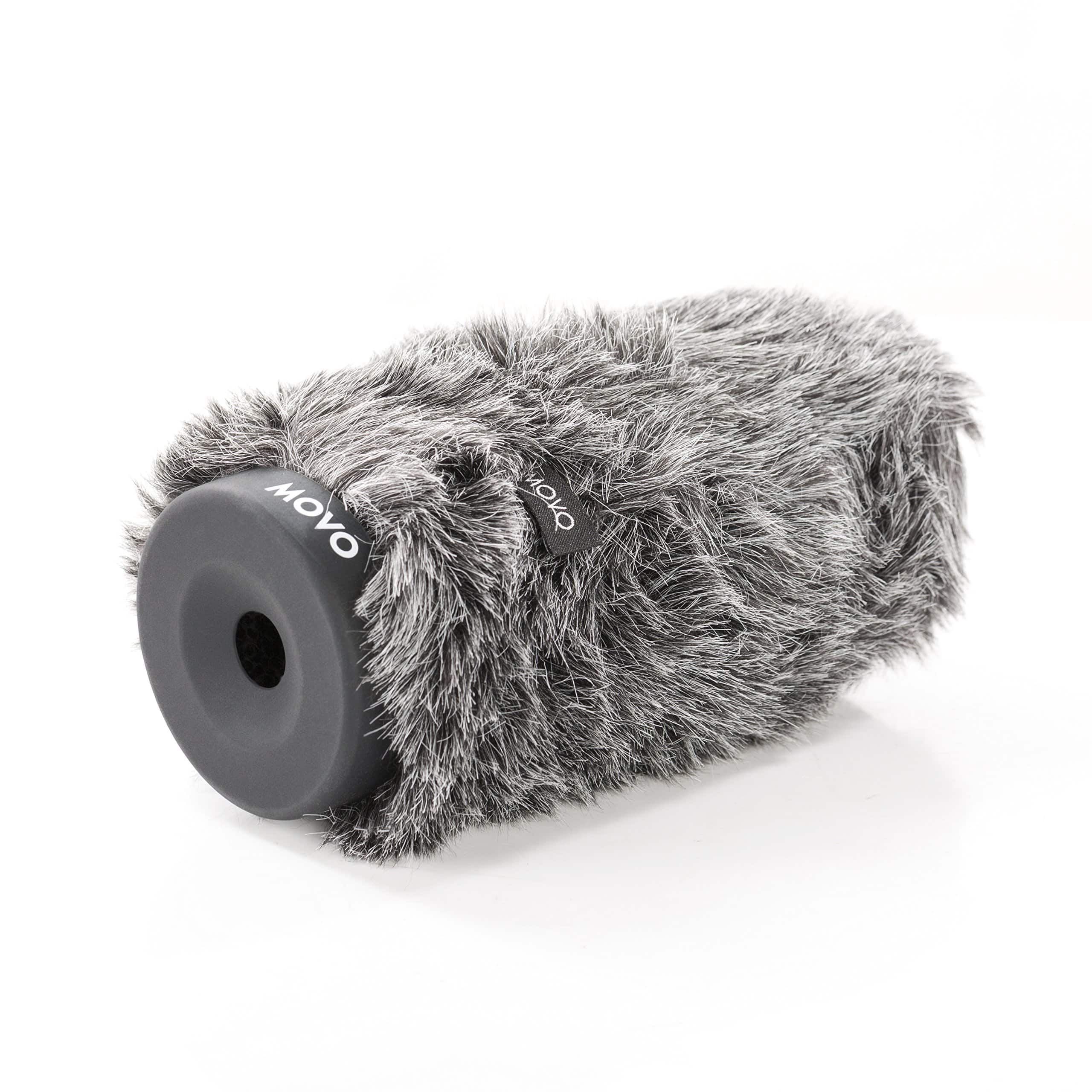 MOVO - WS-G140 Furry Rigid Windscreen for Microphones 18-23mm in Diameter and up to 6.3" (16cm) Long - Dark Gray