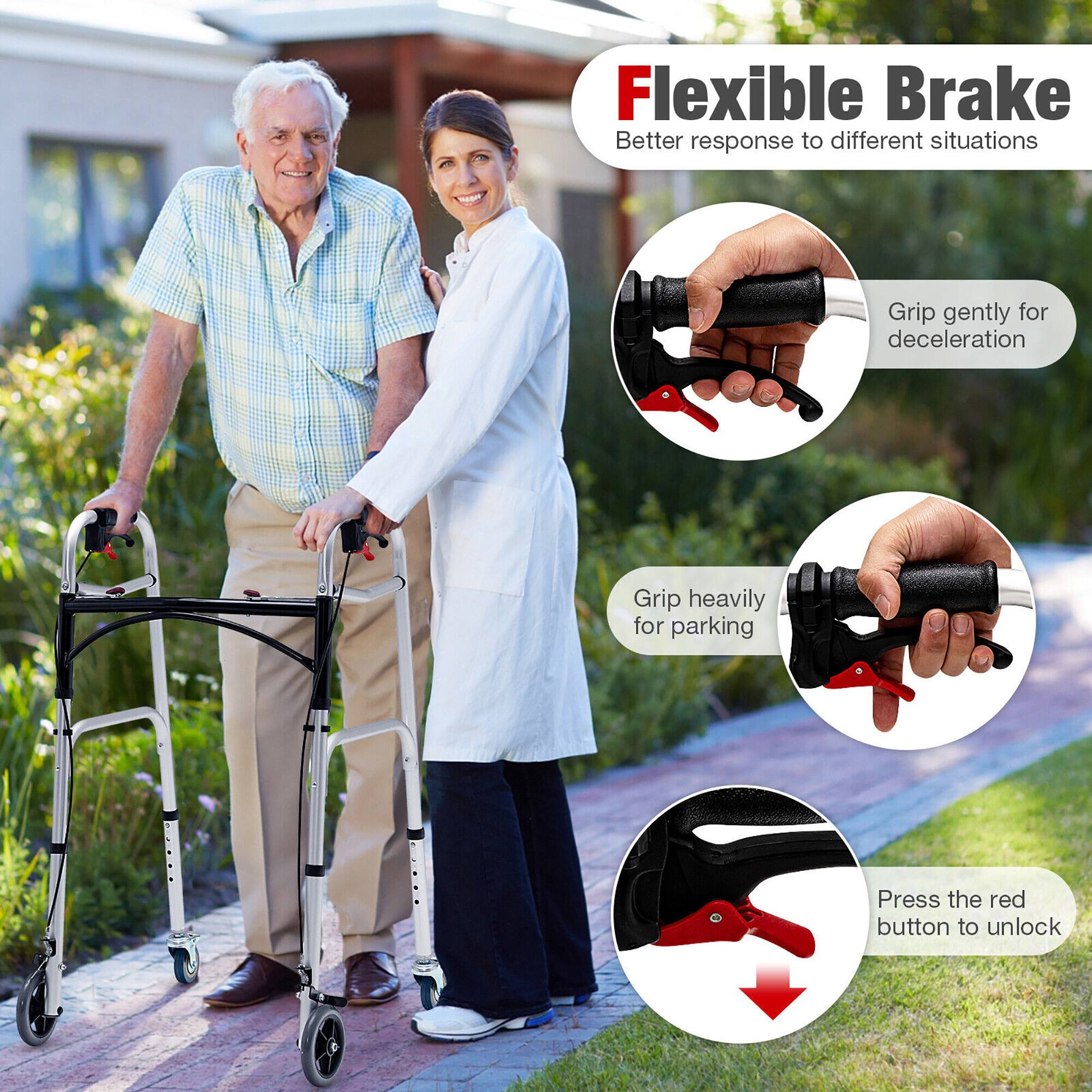 Flexible Brake  
Better response to different situations  

Grip gently for deceleration  

Grip heavily for parking  

Press the red button to unlock