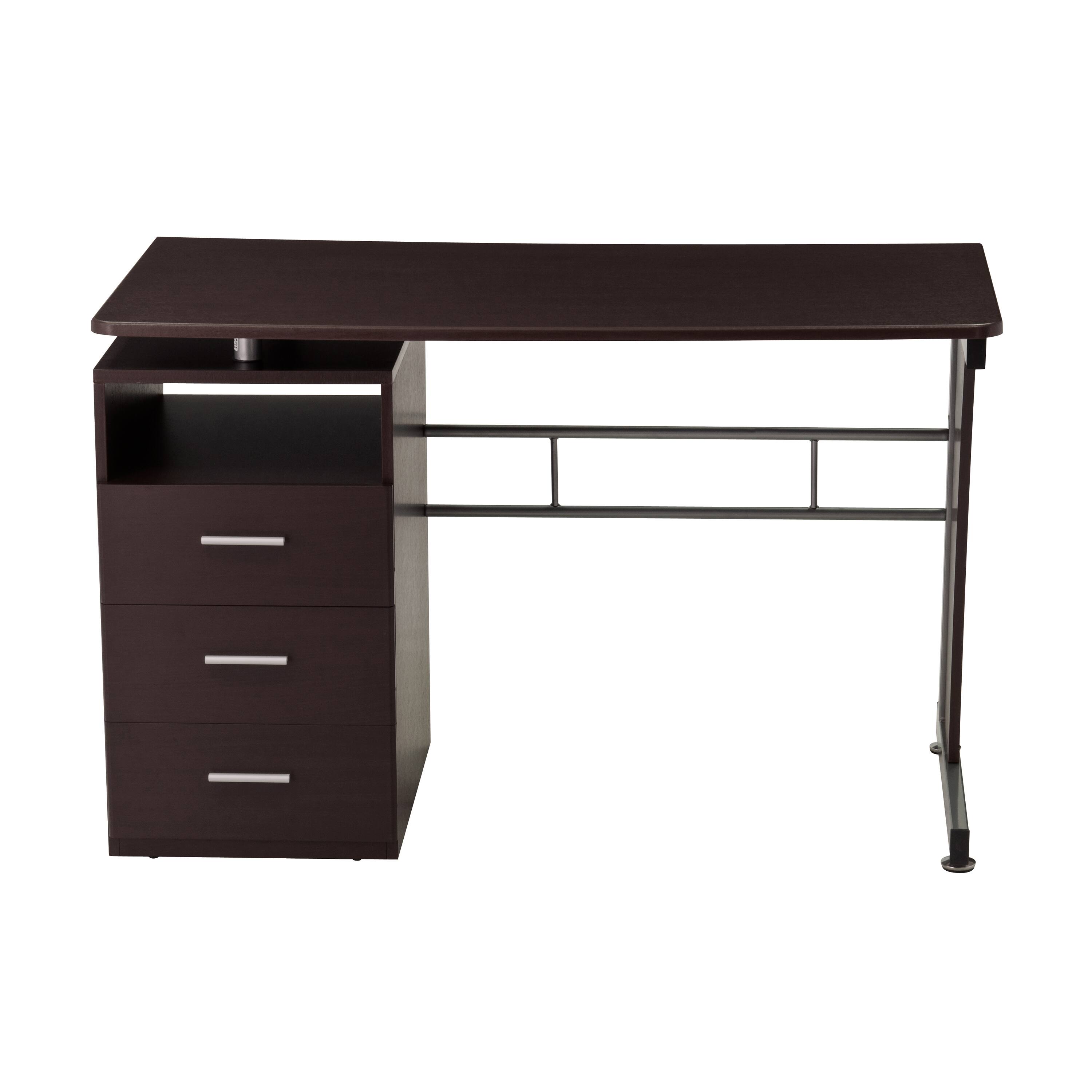 Alt View 2. Spaco - Spaco Modern Computer Desk with Storage Drawers, Heavy Duty 80lbs Load, Moisture Scratch Resistant, Small Space Design - Brown.