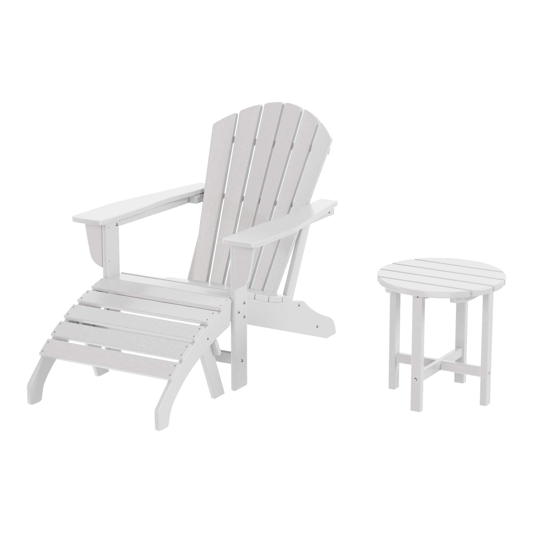 WestinTrends - Dylan Outdoor Adirondack Chair With Ottoman And Side Table 3-Piece Set - White price history on PriceWatchPro