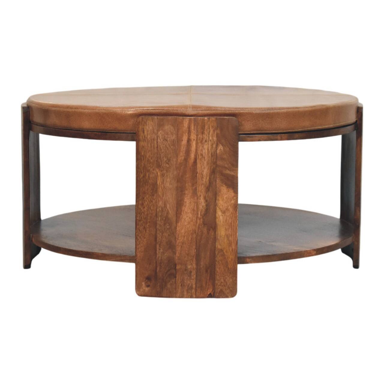 Alt View 4. Artisan Furniture - Artisan Furniture Solid Wood Savoy Leather Coffee Table - Brown.