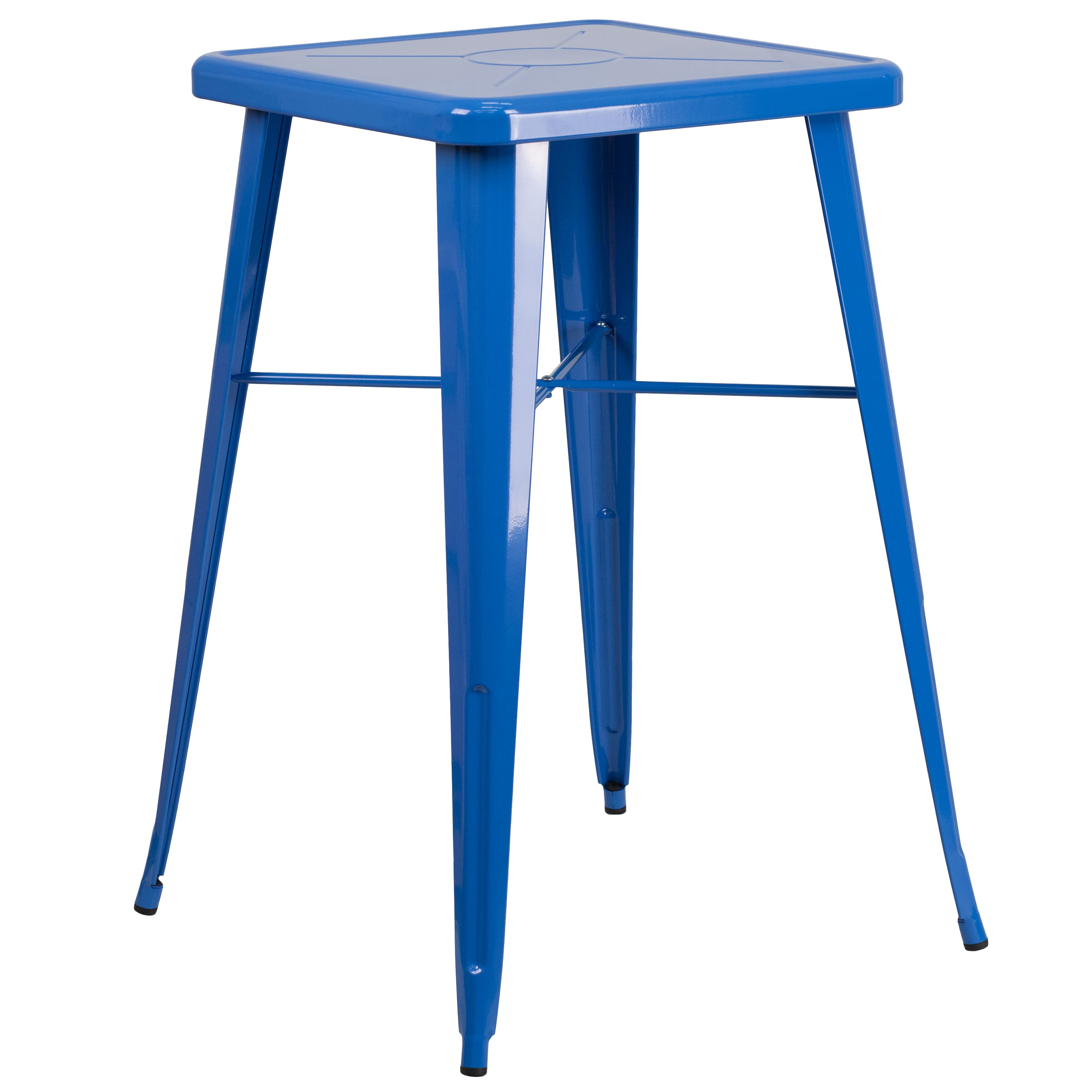 Emma + Oliver - Commercial Grade 23.75" Square Colorful Metal Indoor-Outdoor Bar Dining Table - Blue