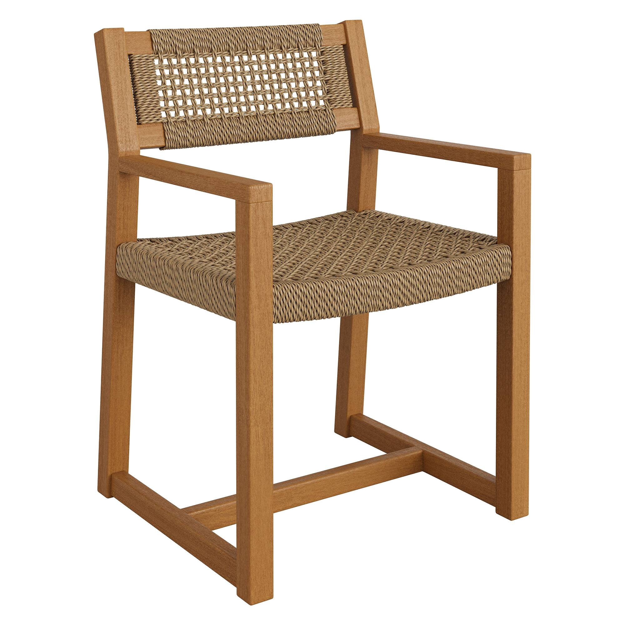 Angle. Modway - Reed Outdoor Teak Wood Rattan Dining Chair by Modway - Natural.