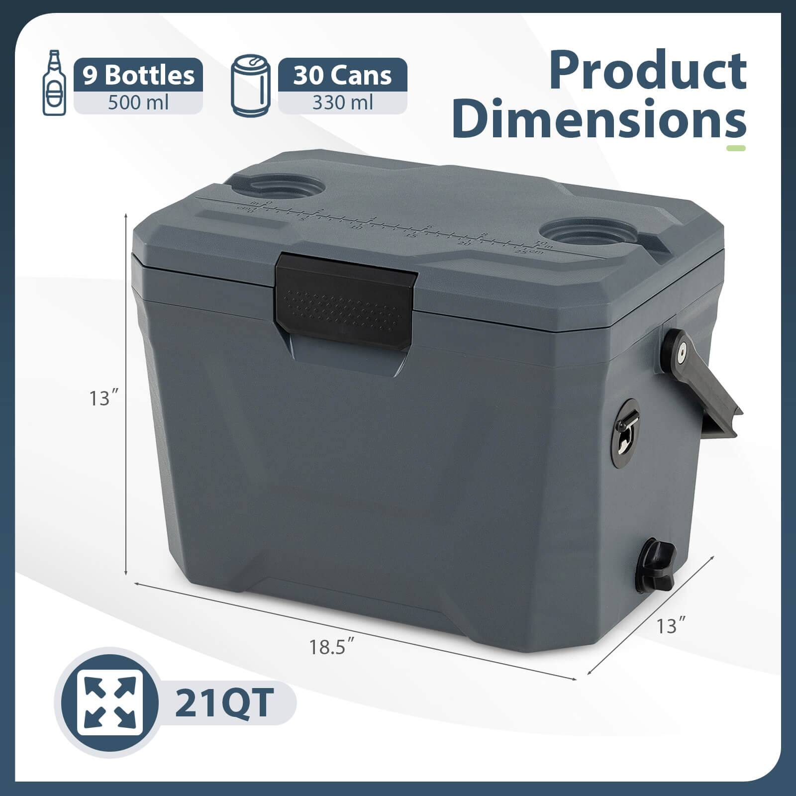 9 Bottles 500 ml  
30 Cans 330 ml  

Product Dimensions  
13" x 18.5" x 13"  

21QT