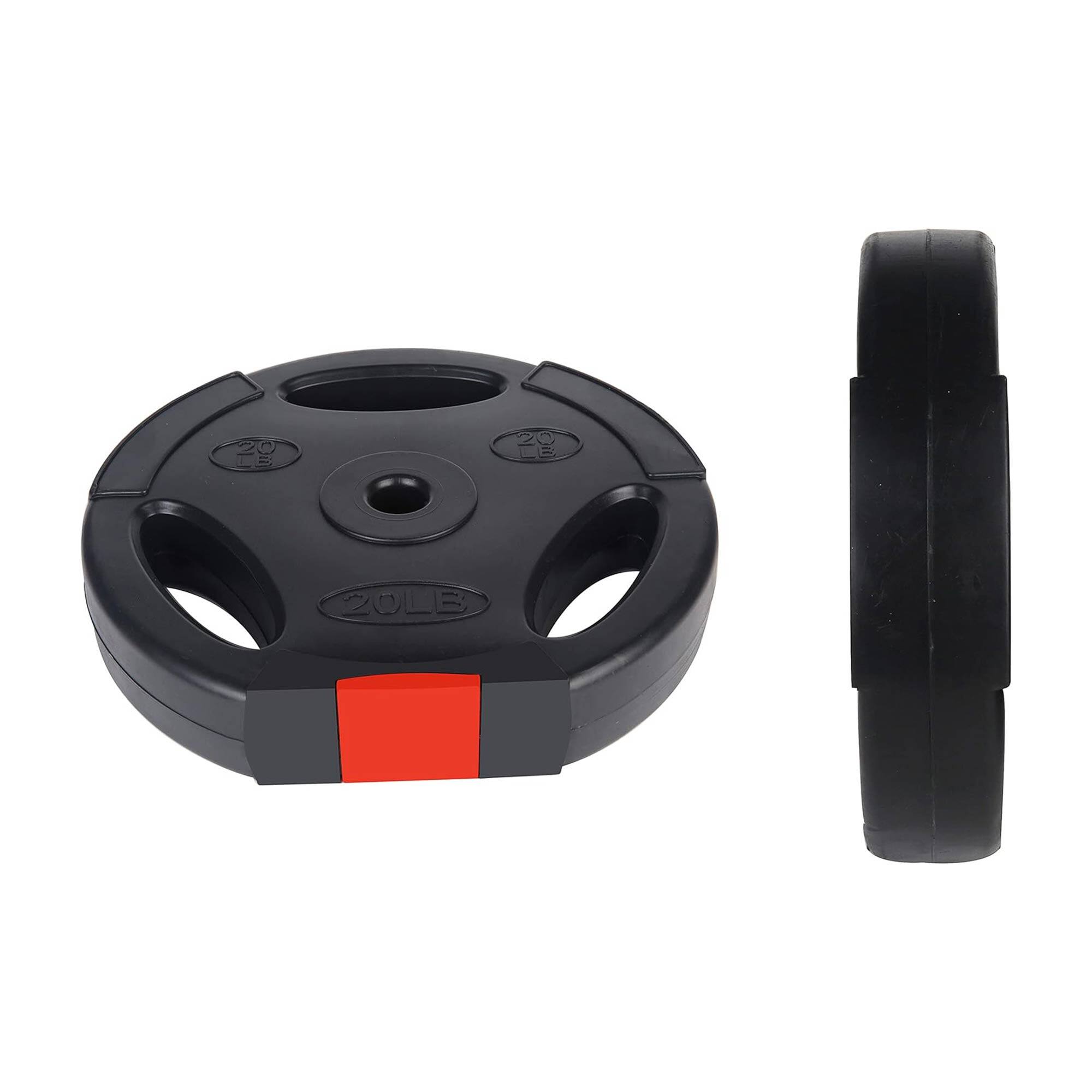 Alt View 3. Signature Fitness - Signature Fitness Standard 20 Pound Coded Olympic Weight Plate, Black (Set of 2) - Black.