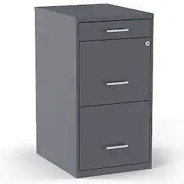 Staples - 3-Drawer Vertical File Cabinet, Letter Size, Lockable, 26.8"H x 14.3"W x 18.9"D, (ST52154-CC) - Charcoal