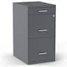 Staples - 3-Drawer Vertical File Cabinet, Letter Size, Lockable, 26.8"H x 14.3"W x 18.9"D - Charcoal