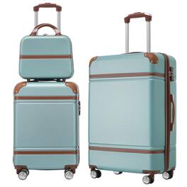 BreeBe - Hardshell Luggage Sets 3 Pieces 20'+24' with Cosmetic Case Spinner Suitcase TSA Lock Lightweight - Green
