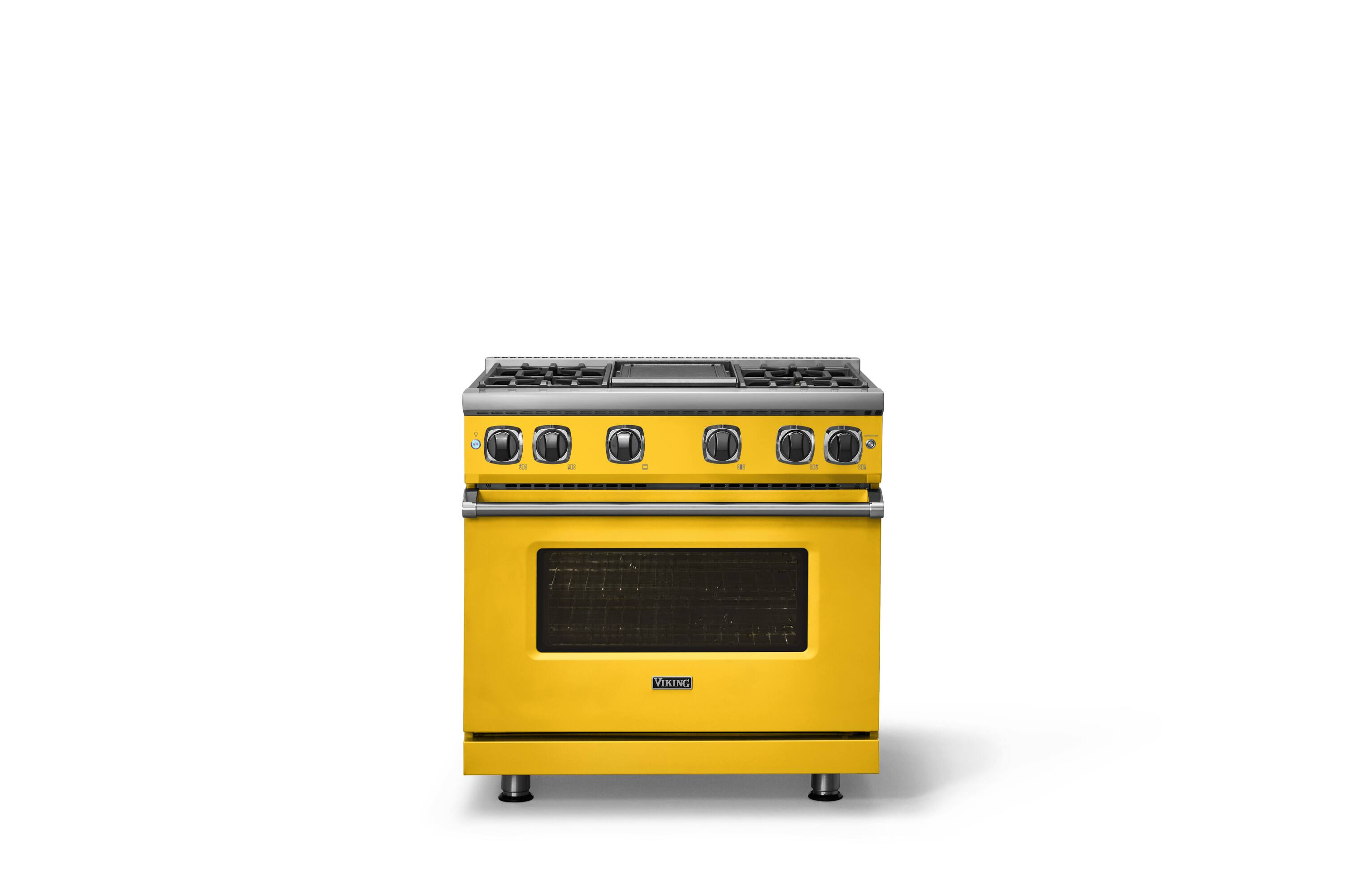 Alt View 2. Viking - Pro 7 Series 5.6 Cu. Ft. Freestanding Sealed 4 Burner LP Gas Convection Range/Griddle - Daffodil - Daffodil.