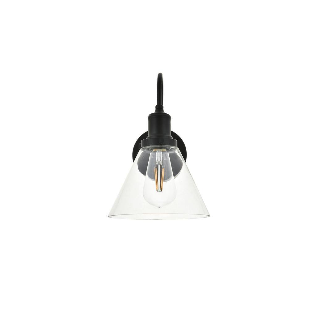 Alt View 3. Living District - Histoire 1 light black Wall Sconce - Black And Clear.