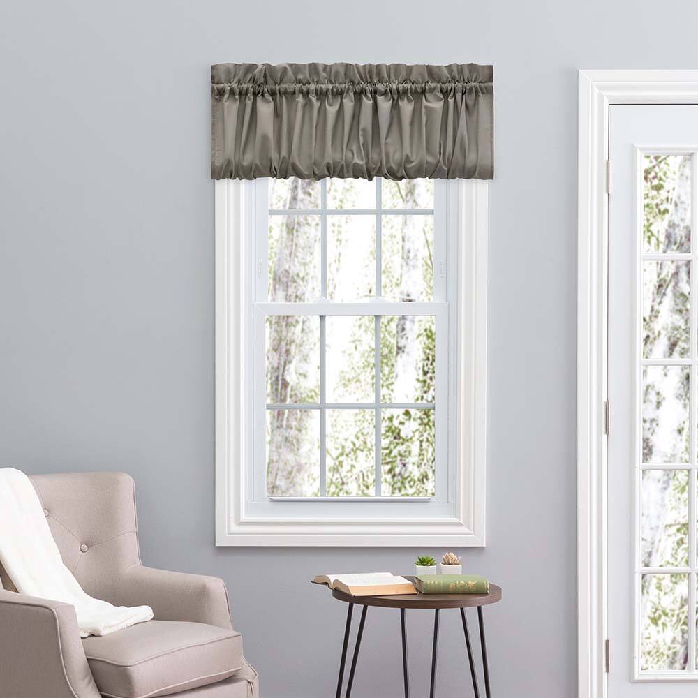 Angle. Ellis Curtain - Ellis Stacey 1.5" Rod Pocket High Quality Fabric Solid Color Window Balloon Valance 60"x15" Grey - Grey.