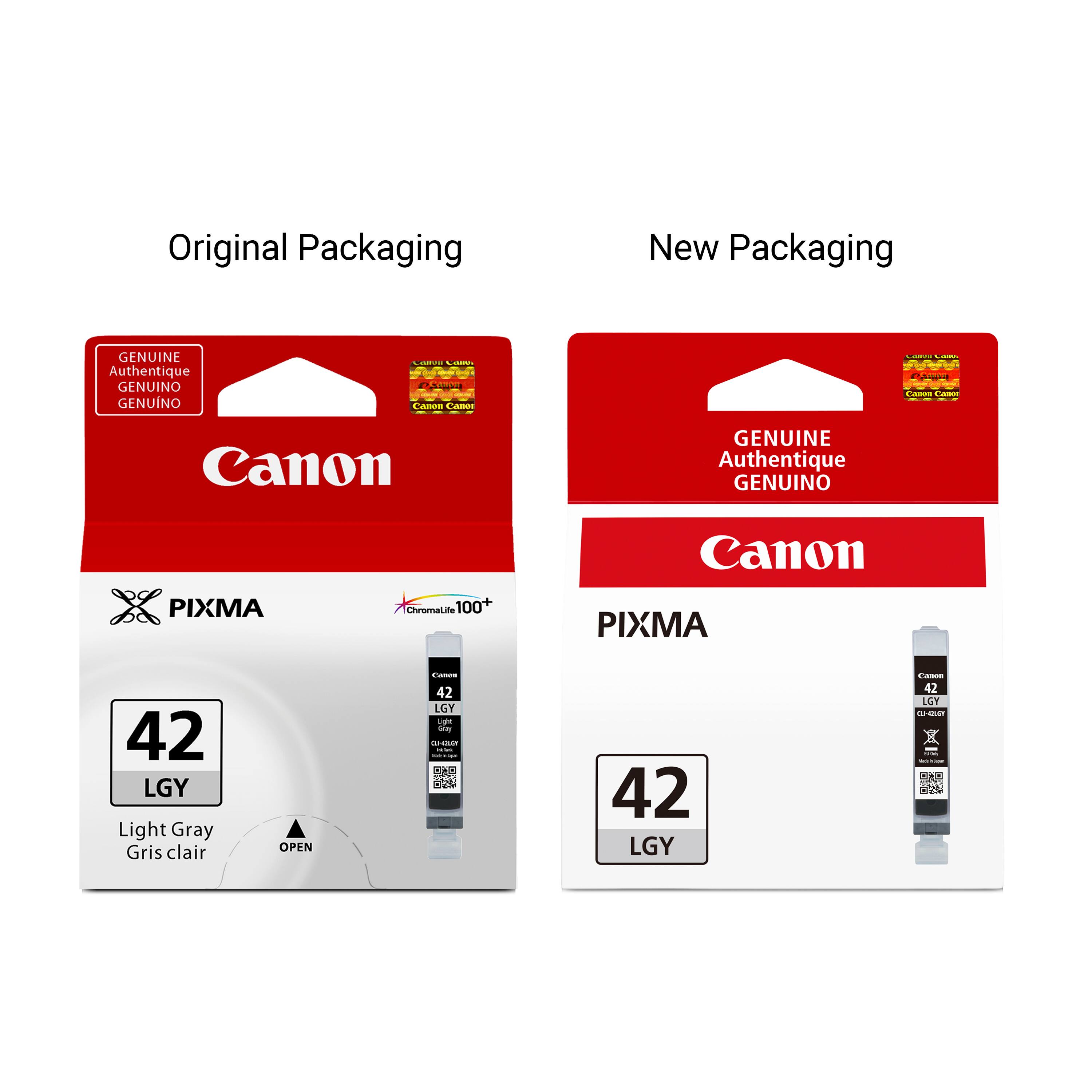 Original Packaging
New Packaging
GENUINE Authentique GENUINO GENUNO
Coffee  KAMA Canon Canor
Calories COMPA 60 Cans Canon CANH
Canon
GENUINE Authentique GENUINO
Canon
PIXMA
ChromaLife 100+
PIXMA
42 LGY Light Gray Gris clair
OPEN
Canes 42 LGY Light Gray CL1-42017 .. Not
42 LGY
Canon 42 LGY CUNSUGY 20mg - -