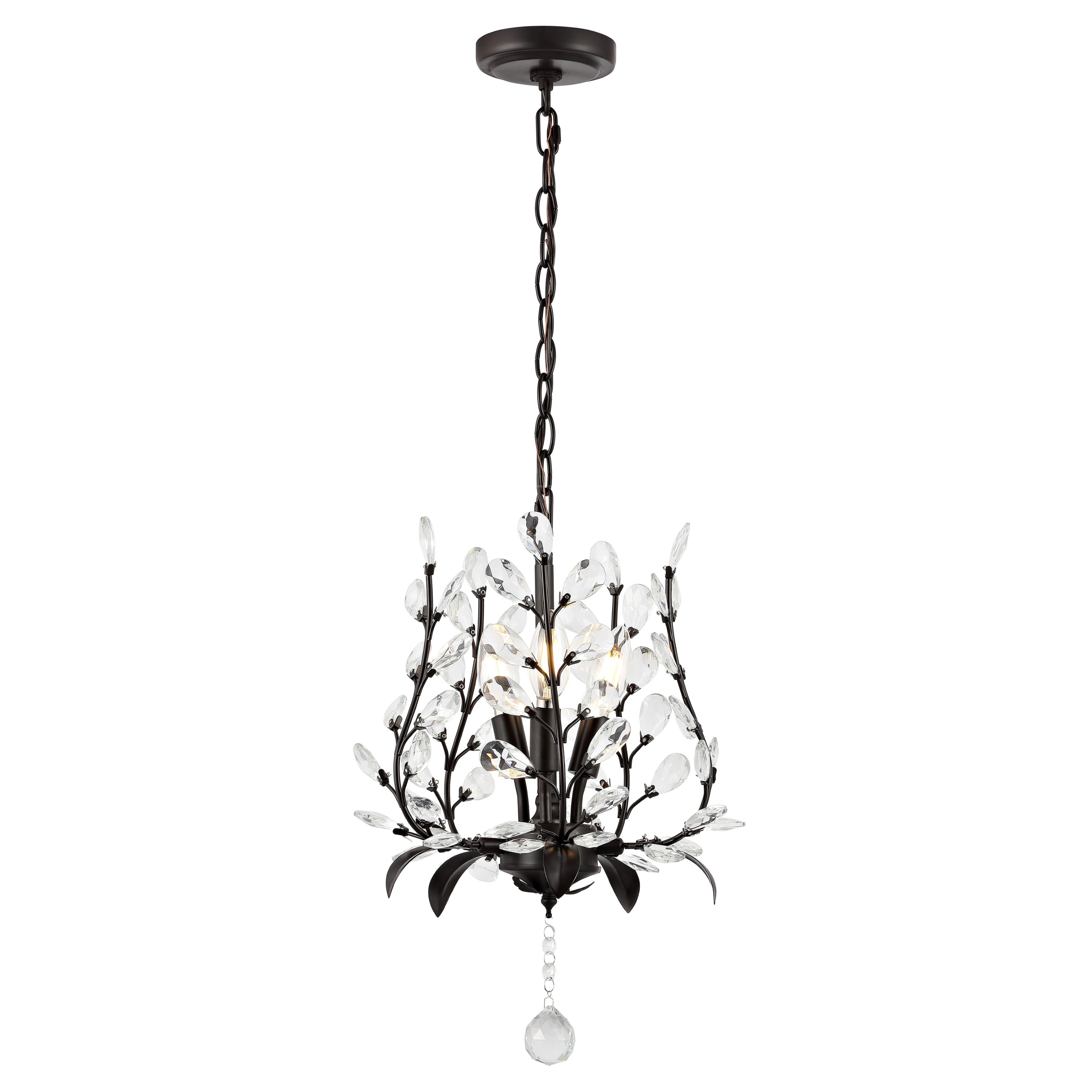 Jonathan Y - Diantha 12" 3-Light Contemporary Bohemian Iron/Acrylic LED Pendant - Oil Rubbed Bronze/Clear