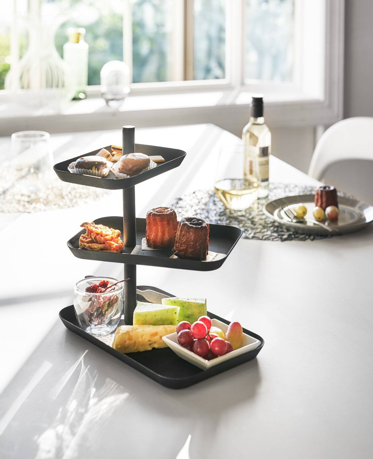 Left. Yamazaki Home - Serving Stand - Steel - Black.