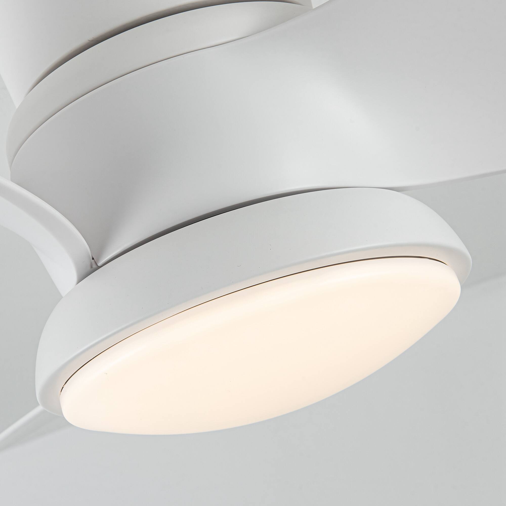 Alt View 9. Parrot Uncle - 31" Modern White Dimmable LED Hugger Ceiling Fan with Light and Remote - Matte White.