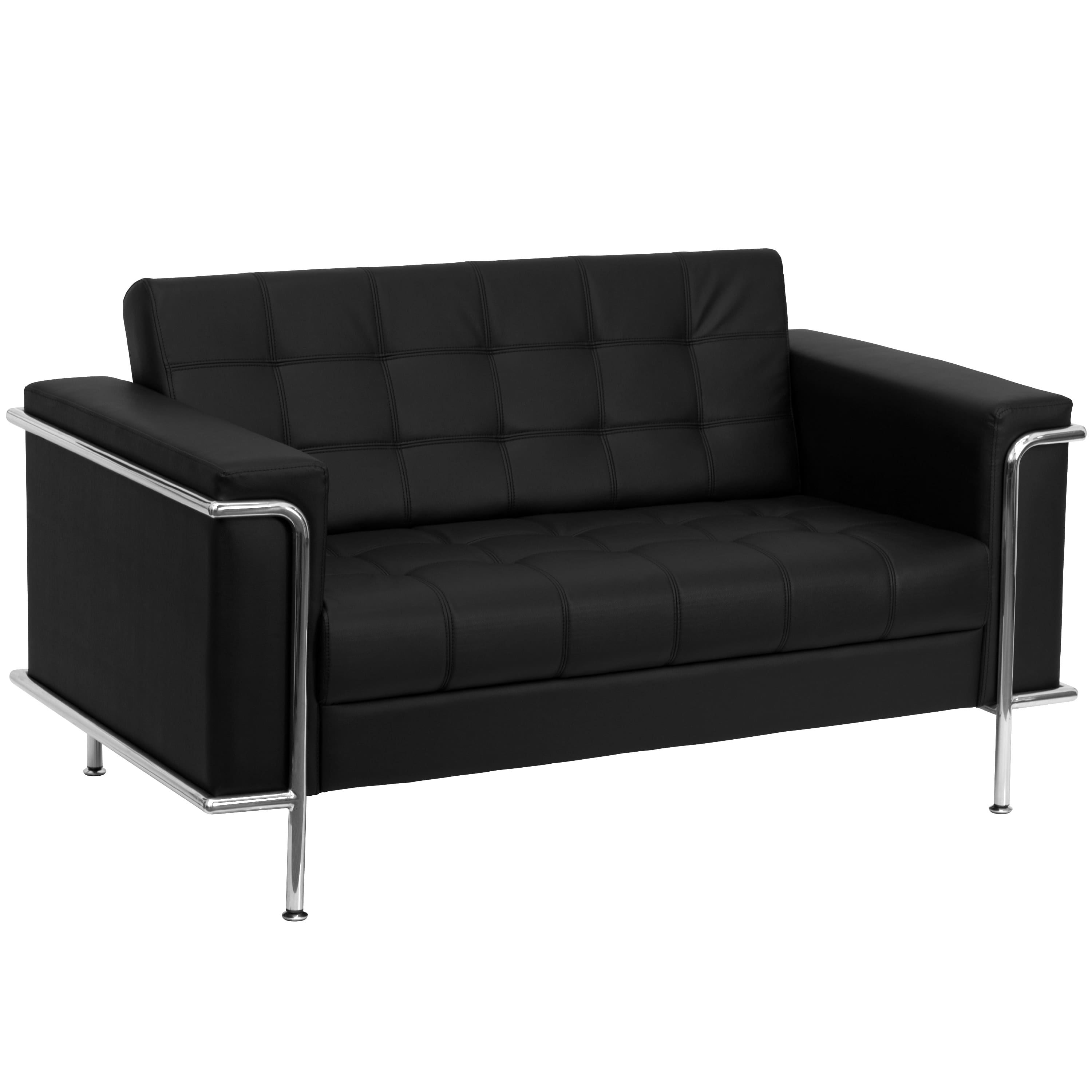 Flash Furniture - HERCULES Lesley Series Contemporary Black LeatherSoft Loveseat with Encasing Frame - Black