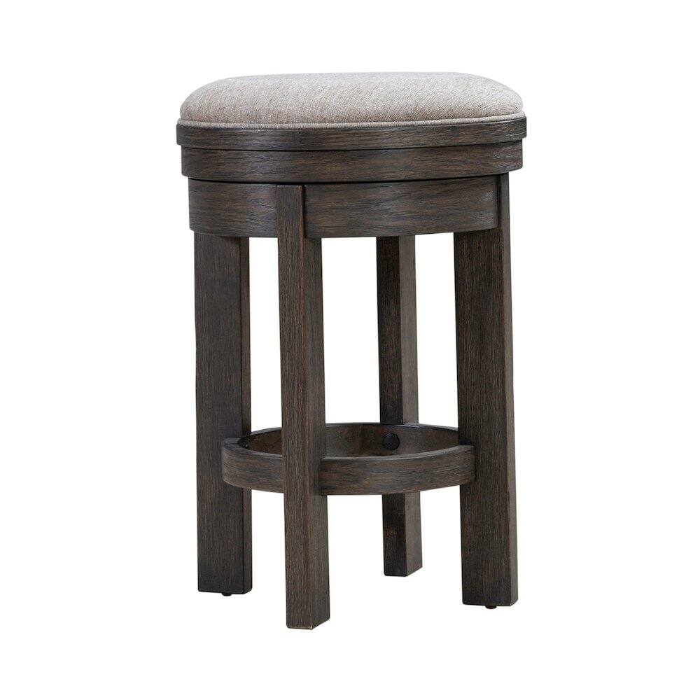 Left. Liberty Furniture Industries - Lennox Hill Upholstered Swivel Console Stool - Counter Height 26 Inches - Bark Brown.