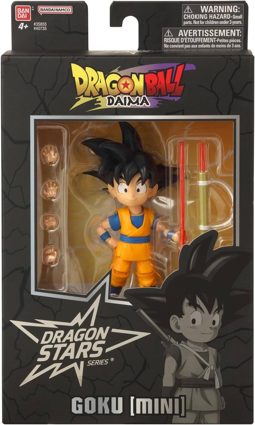 BAN - BANDAI NAMCO  
WARNING: CHOKING HAZARD - Small parts. Not for children under 3 years.  
AVERTISSEMENT: RISQUE D'ÉTOUFFEMENT - Petites pièces. Ne convient pas aux enfants de moins de 3 ans.  
DRAGONBALL DAIMA  
DRAGON STARS SERIES  
GOKU [MINI]
