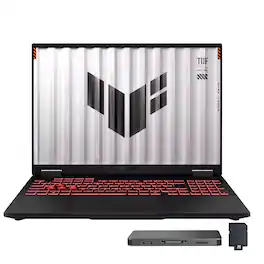 ASUS - TUF A16 16" WUXGA Gaming Laptop,AMD Ryzen AI 9 270,GeForce RTX 5070,64GB DDR5,4TB SSD+1TB Dock Set,Win 11 - Gray