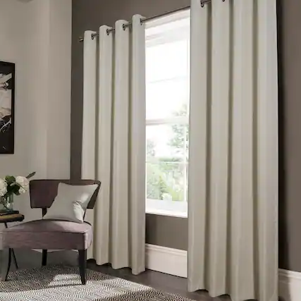 Front. Olivia Gray - Oliva Gray Lucas Jacquard Blackout Grommet Panel - 52x84" Beige - Beige.