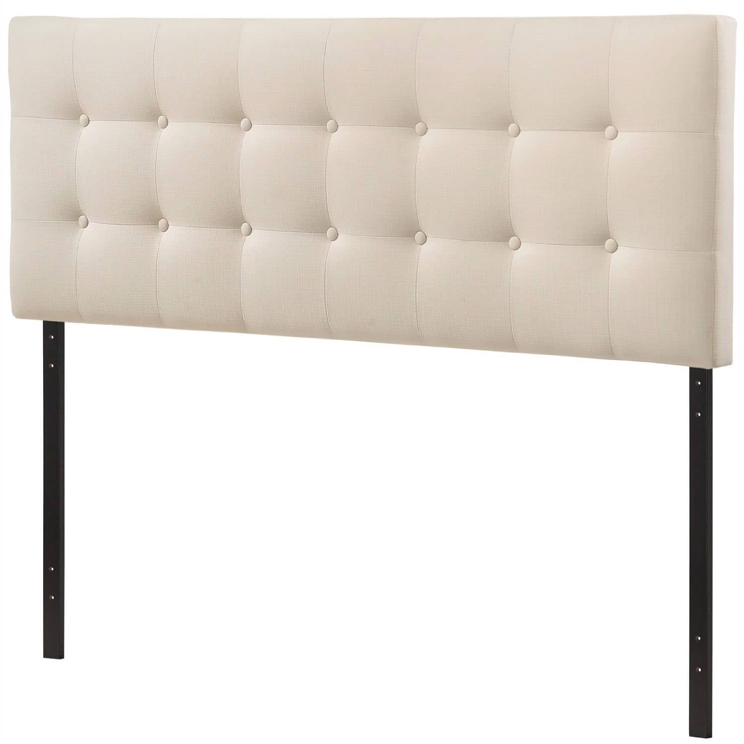 Hivvago - Full size Ivory Fabric Upholstered Button-Tufted Headboard - Beige