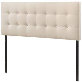 Hivvago - Full size Ivory Fabric Upholstered Button-Tufted Headboard - Beige