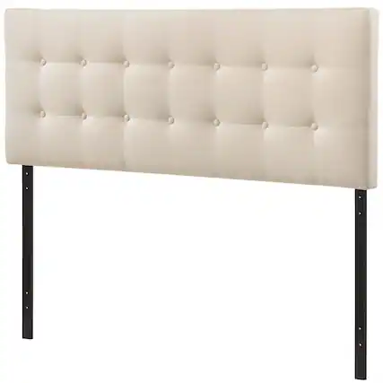 Front. Hivvago - Full size Ivory Fabric Upholstered Button-Tufted Headboard - Beige.