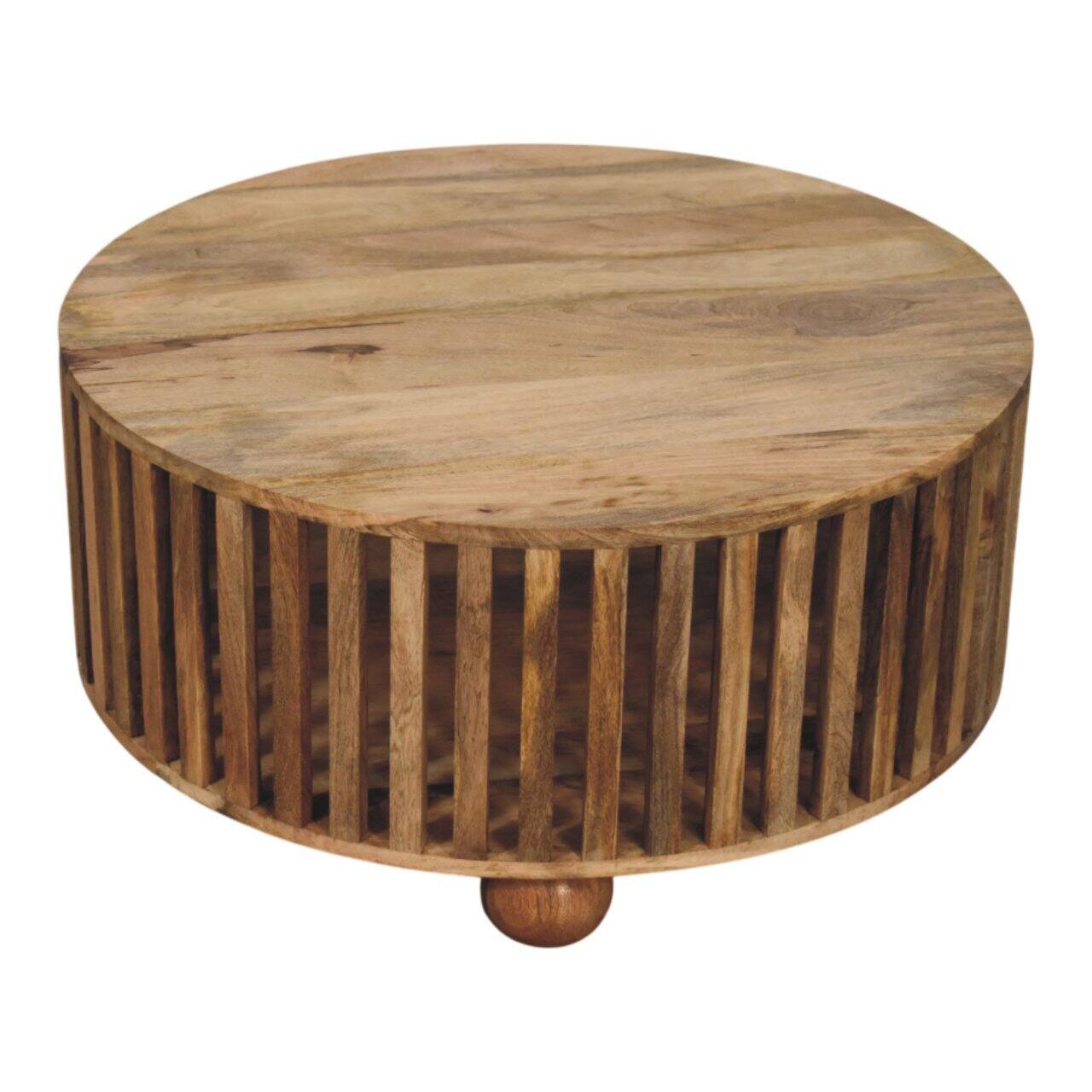 Alt View 2. Artisan Furniture - Artisan Furniture Solid Wood Slatted Round Coffee Table, Oak-ish, Light Brown - Brown.