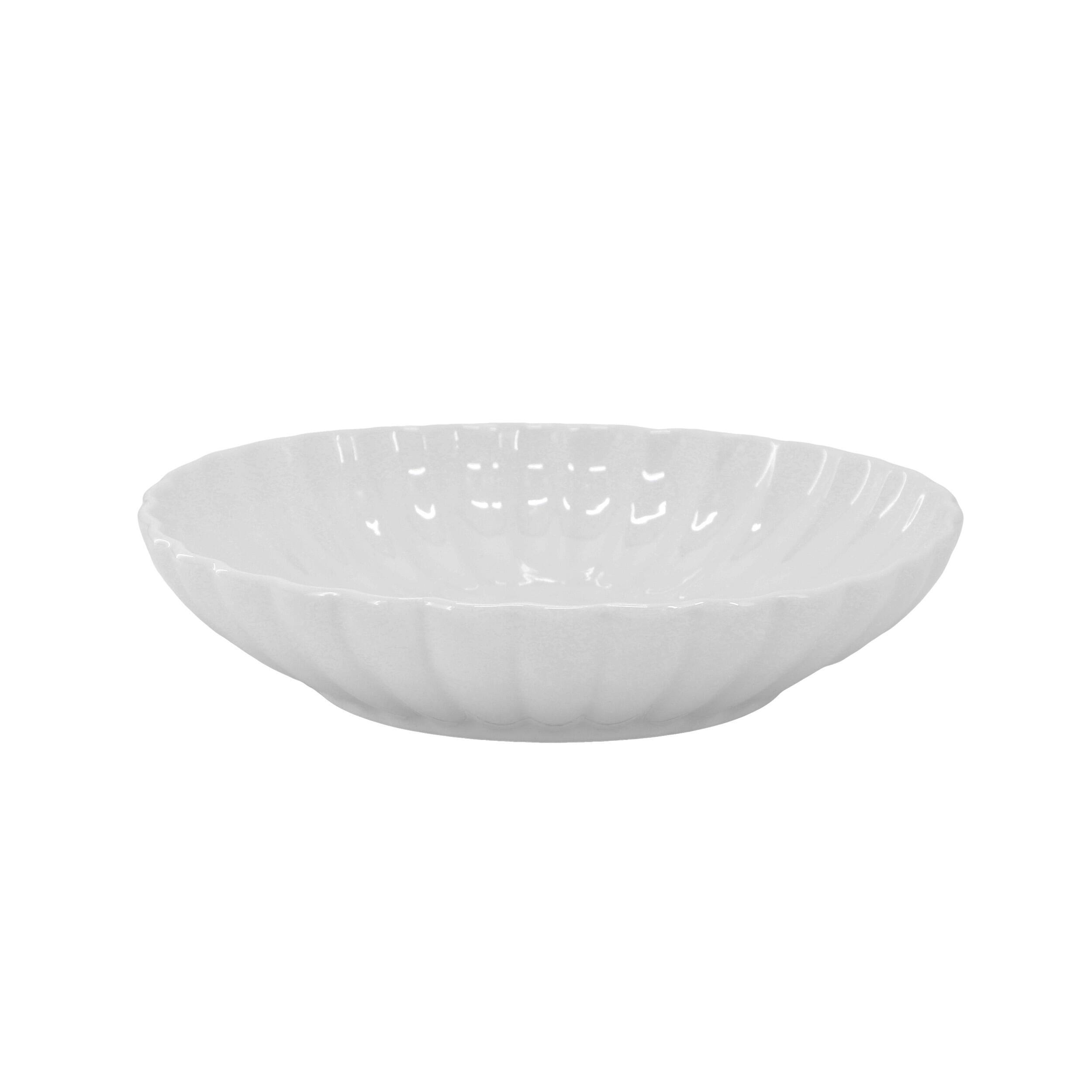 Alt View 4. Elama - Elama Jane 16 Piece Scalloped Double Bowl Porcelain Dinnerware Set in White - White.