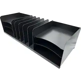 Huron - Vertical/Horizontal Combo Desk Organizer 11 Compartment Horizontal/Vertical 8" x 30" x 11" Durable Steel - Black