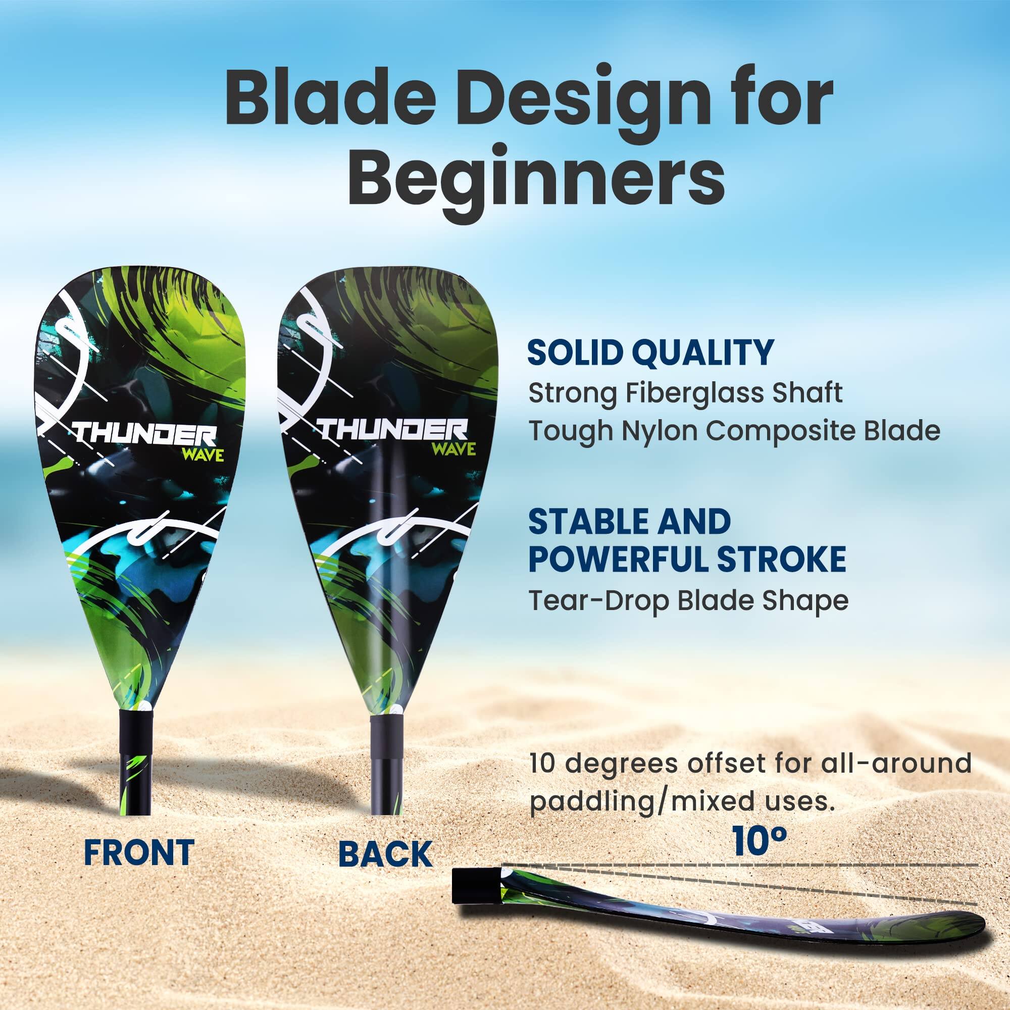 Blade Design for Beginners

SOLID QUALITY
Strong Fiberglass Shaft
Tough Nylon Composite Blade

STABLE AND POWERFUL STROKE
Tear-Drop Blade Shape

10 degrees offset for all-around paddling/mixed uses.

FRONT
BACK