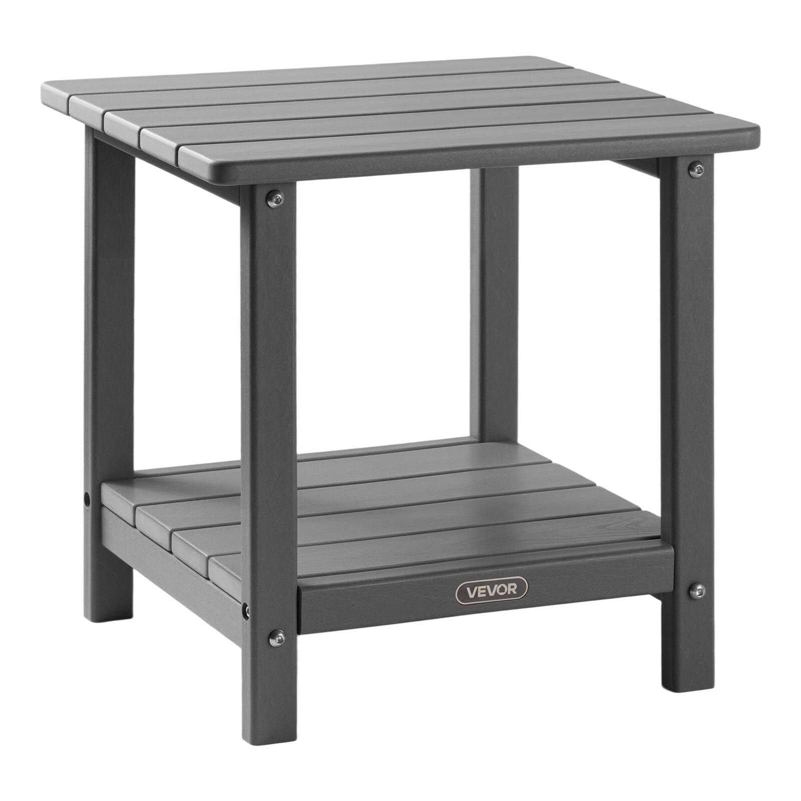 Alt View 5. VEVOR - Outdoor Side Table, 17.72W x 14.96D x 17.32H Inch, Double Layer HDPE Outside End Table for Easy Maintenance - Grey.