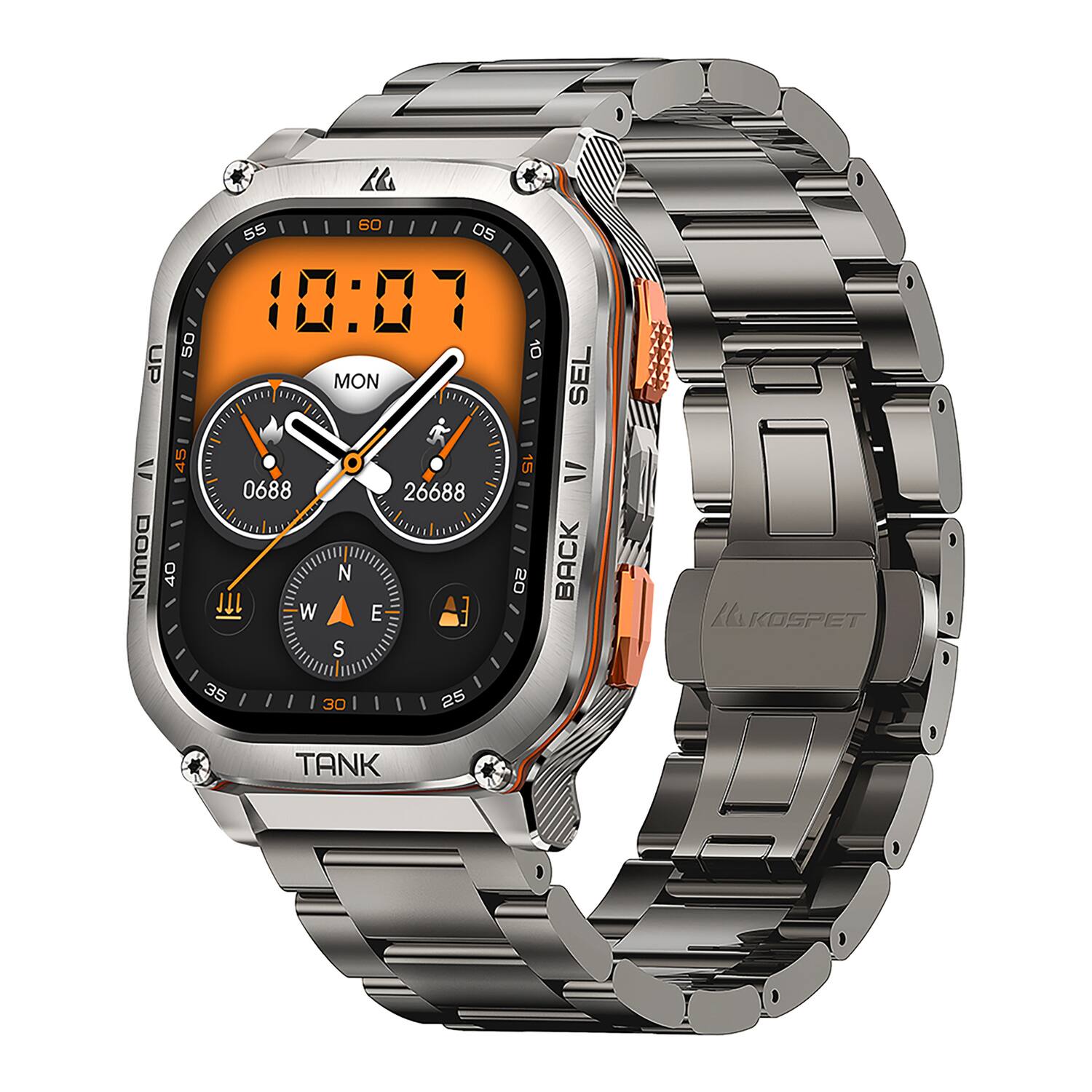 KOSPET - P-MUS002-S TANK M3 Ultra Special Edition 1.96-In.-AMOLED GPS Smartwatch with Stainless Steel Band (Silver) - Silver - (2025)