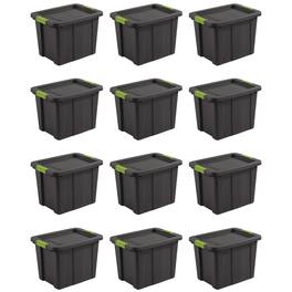 Sterilite - Tuff1 Latching 18 Gallon Plastic Storage Container & Lid (12 Pack) - Flat Gray