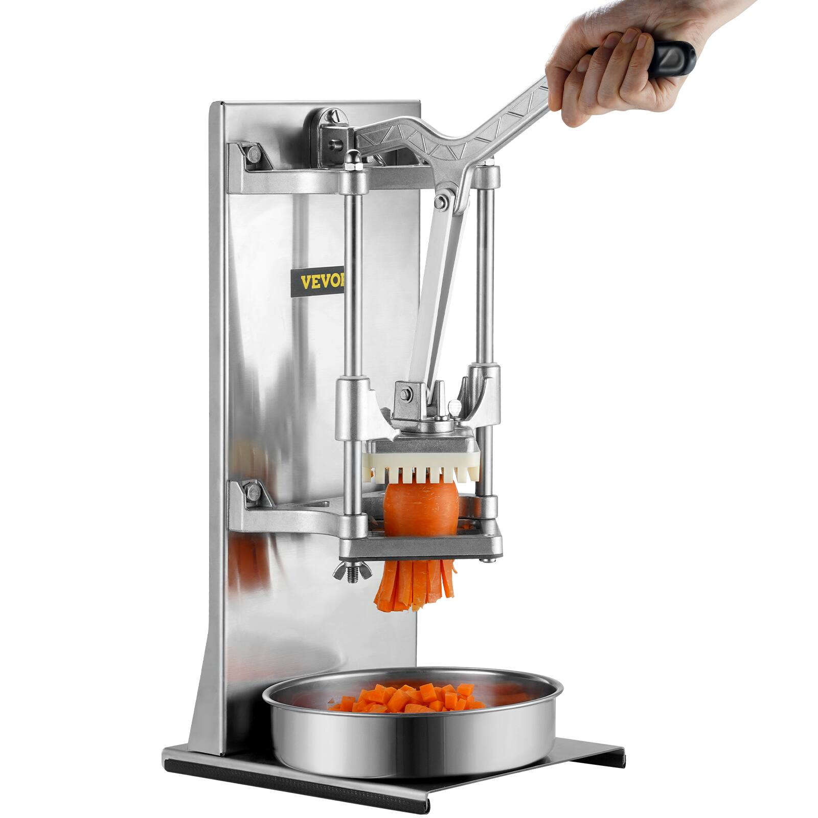 Alt View 5. VEVOR - Commercial French Fry Cutter with 4 Replacement Blades, 1/4″ and 3/8″ Blade Easy Dicer Chopper - Silver.