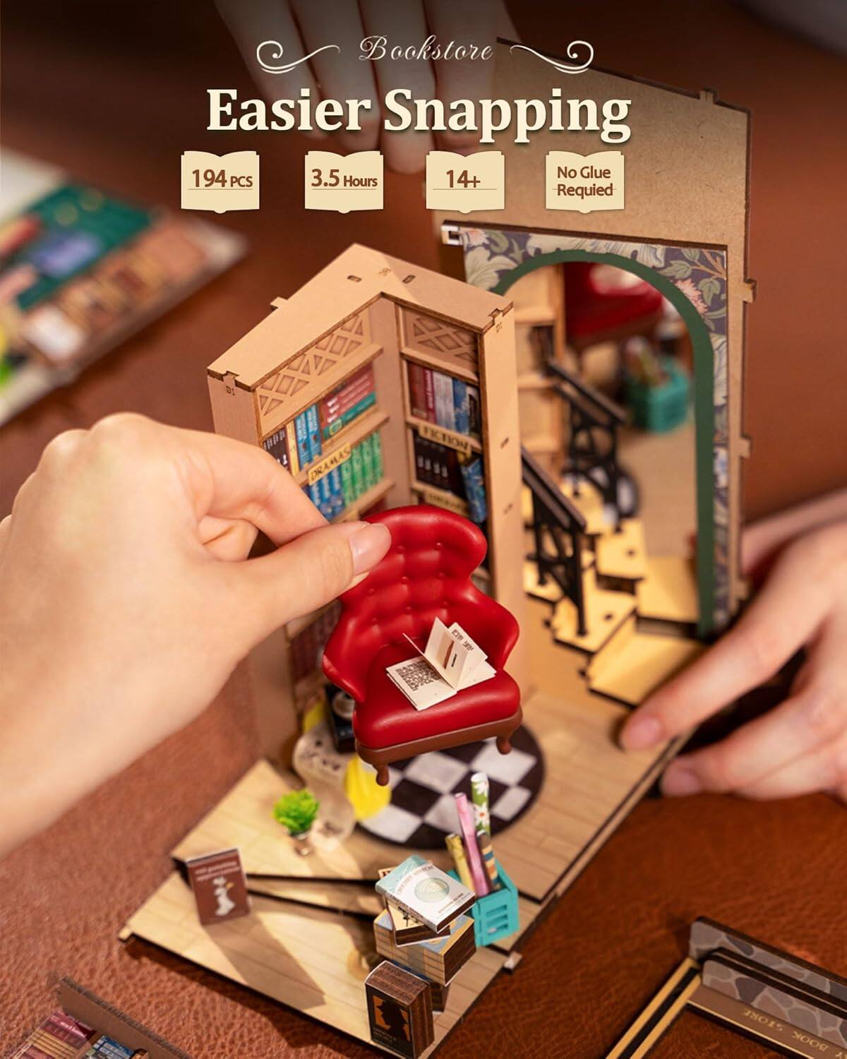 Bookstore  
Easier Snapping  
194 PCS  
3.5 Hours  
14+  
No Glue Required
